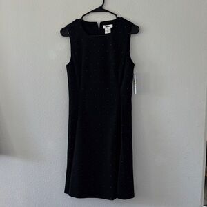 DKNY Black Midi Dress with Subtle Dots